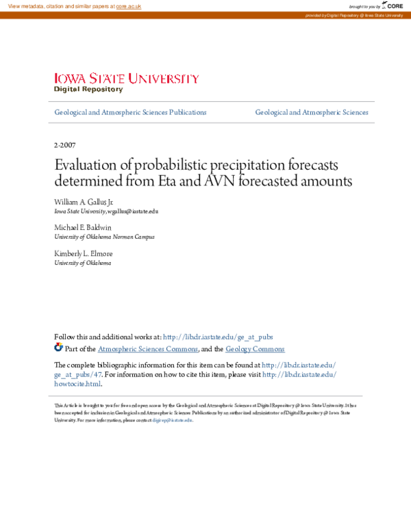 (PDF) NOTES AND CORRESPONDENCE Evaluation of Probabilistic ...