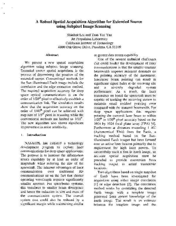 (PDF) A Robust Spatial Acquisition Algorithm for Extended Source Using ...