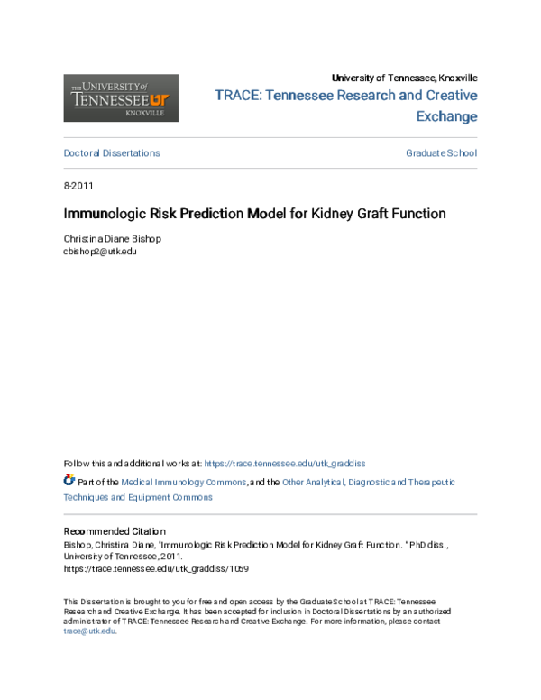 (PDF) Immunologic Risk Prediction Model for Kidney Graft Function
