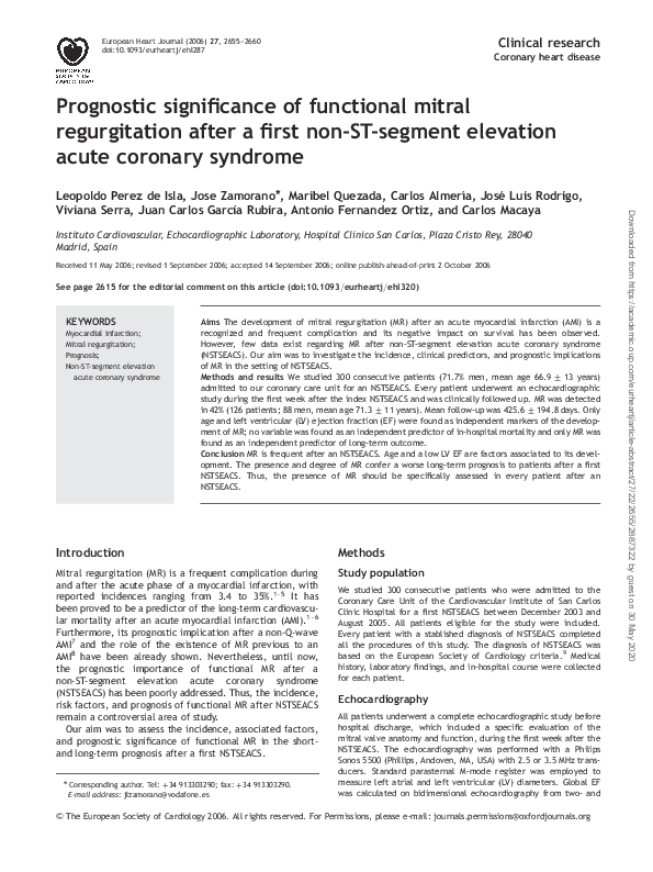 (PDF) Prognostic significance of functional mitral regurgitation after ...