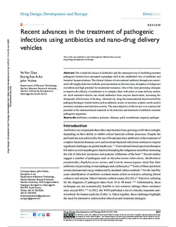 (PDF) Recent advances in the treatment of pathogenic infections using ...