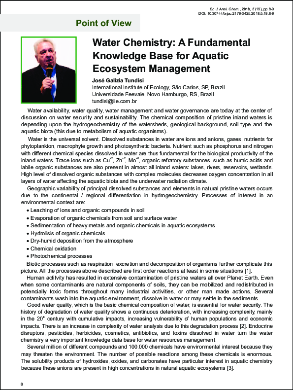 (PDF) Water Chemistry: A fundamental knowledge base for aquatic ...