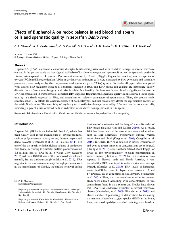 (PDF) Effects of Bisphenol A on redox balance in red blood and sperm ...