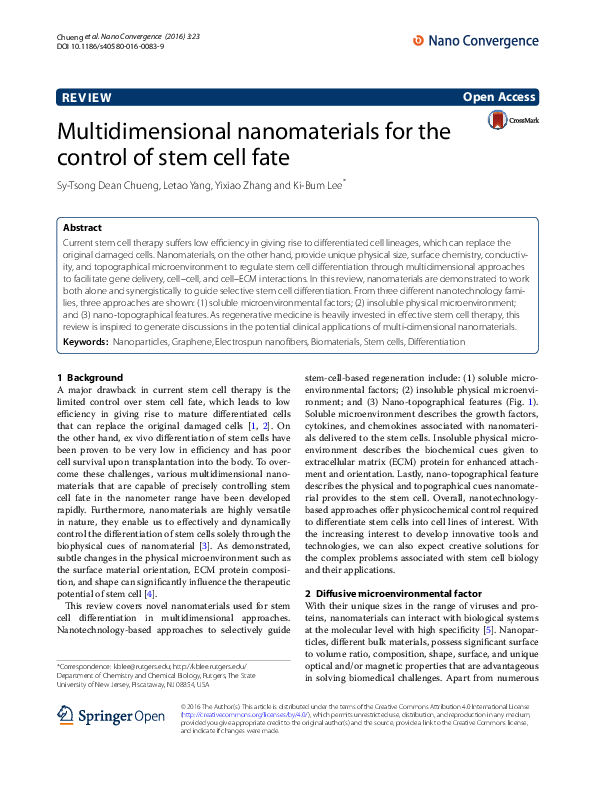 (PDF) Multidimensional nanomaterials for the control of stem cell fate