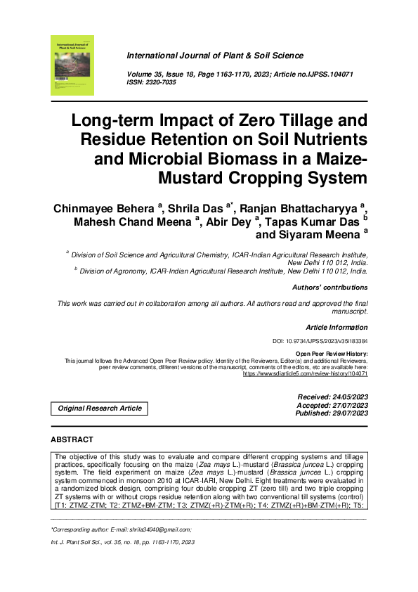 (PDF) Long-term Impact of Zero Tillage and Residue Retention on Soil ...