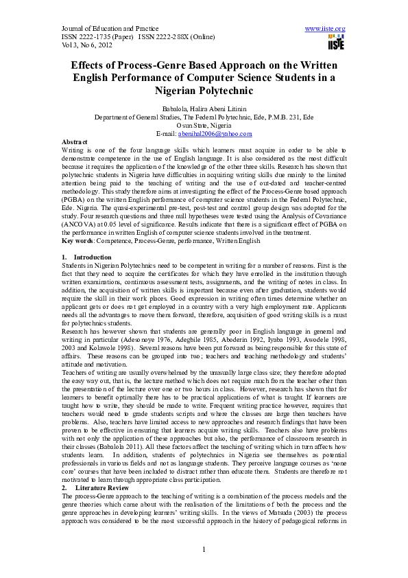 (PDF) Effects of Process-Genre Based Approach on the Written English ...