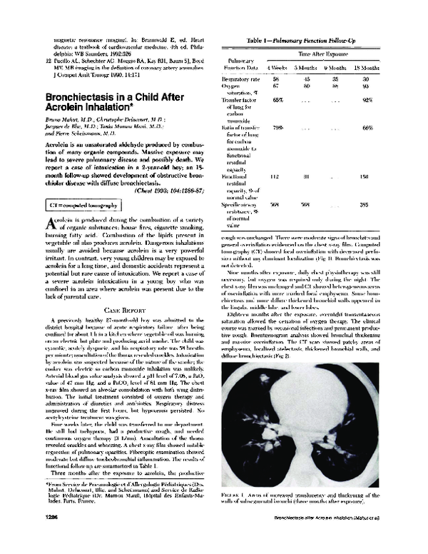 (PDF) Bronchiectasis in a Child After Acrolein Inhalation