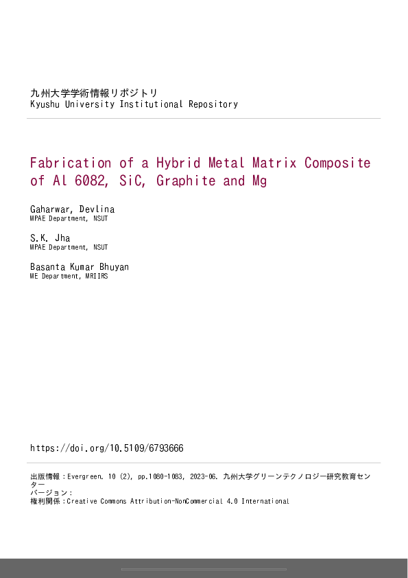 (PDF) Fabrication of a Hybrid Metal Matrix Composite of Al 6082, SiC ...