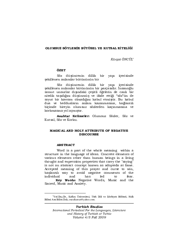 (PDF) Magical And Holy Attribute Of Negative Discourse