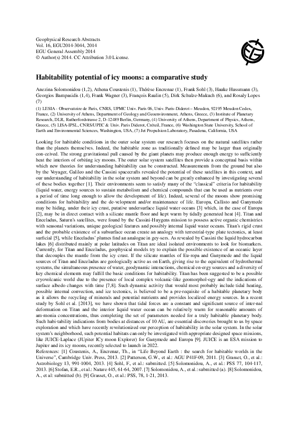 (PDF) Habitability potential of icy moons: a comparative study