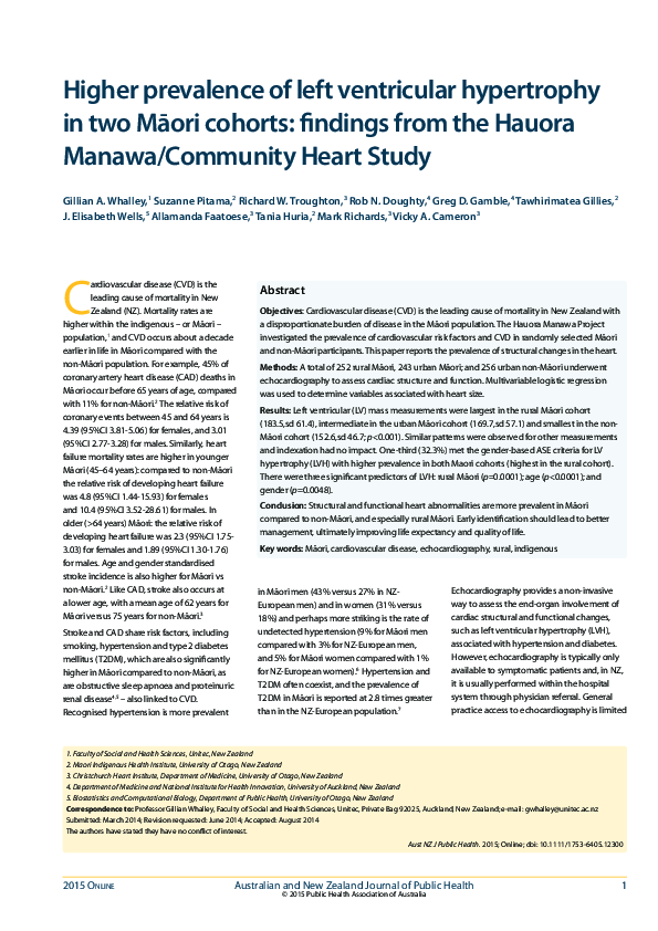 (PDF) Higher prevalence of left ventricular hypertrophy in two Māori ...