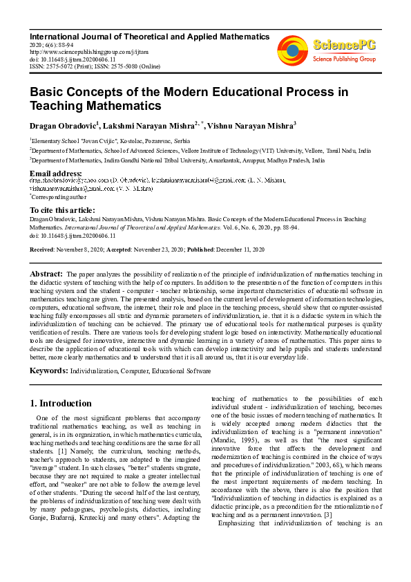 (PDF) Basic Concepts of the Modern Educational Process in Teaching ...