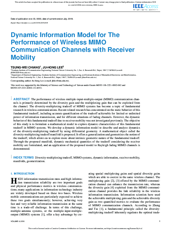 (PDF) Dynamic Information Model for The Performance of Wireless MIMO ...