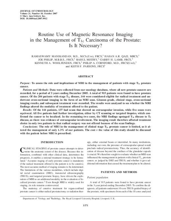 (PDF) Routine Use of Magnetic Resonance Imaging in the Management of ...