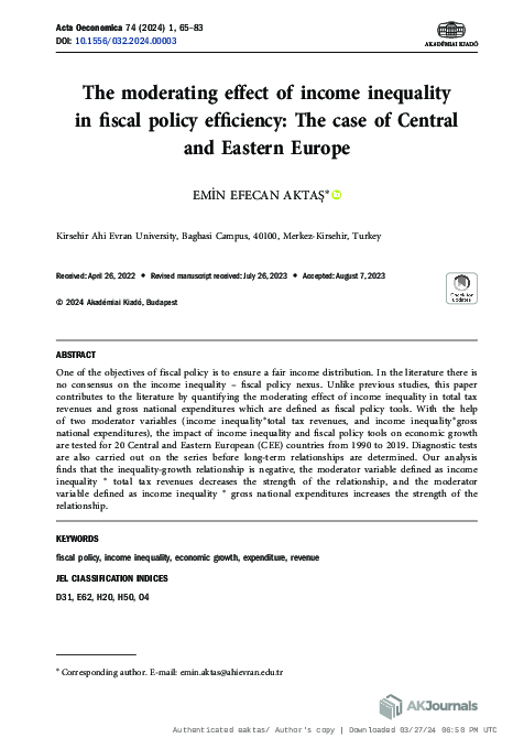 (PDF) The Moderating Effect of Income Inequality in Fiscal Policy ...