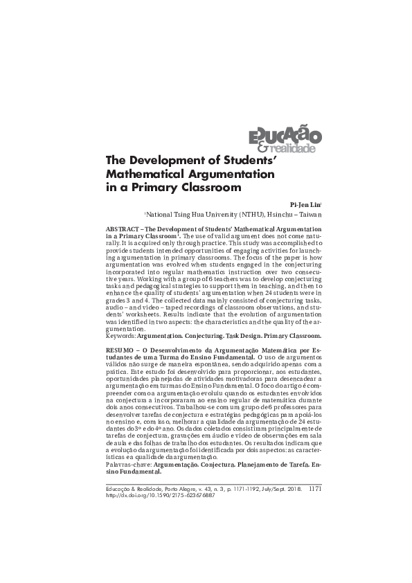 (PDF) The Development of Students’ Mathematical Argumentation in a ...