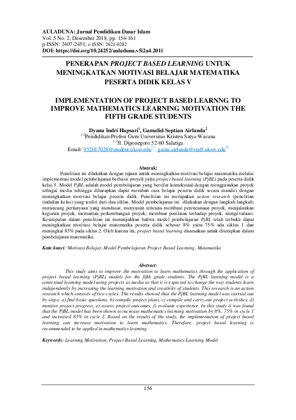 (PDF) Penerapan Project Based Learning Untuk Meningkatkan Motivasi ...