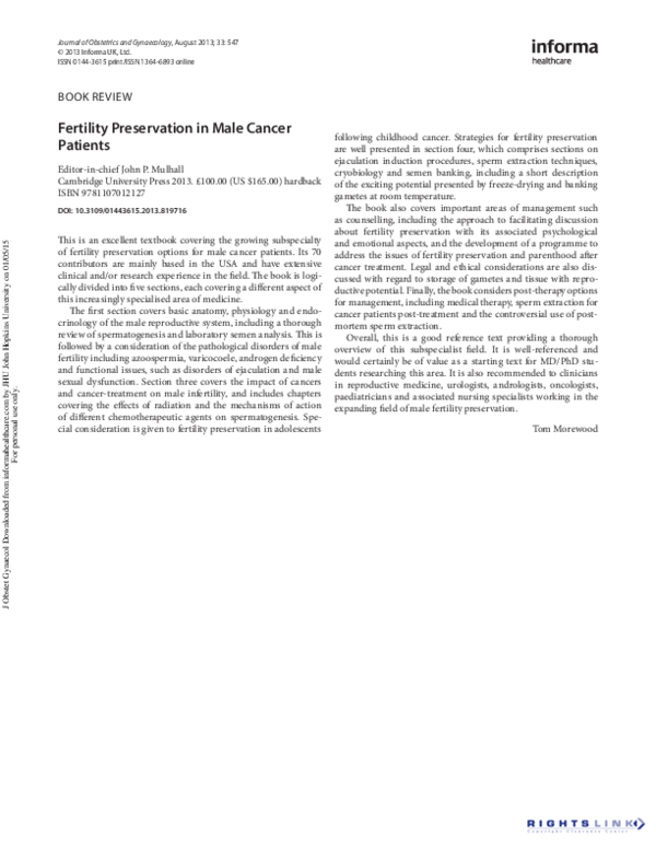 (PDF) Fertility preservation in male cancer patients: A mixed methods ...