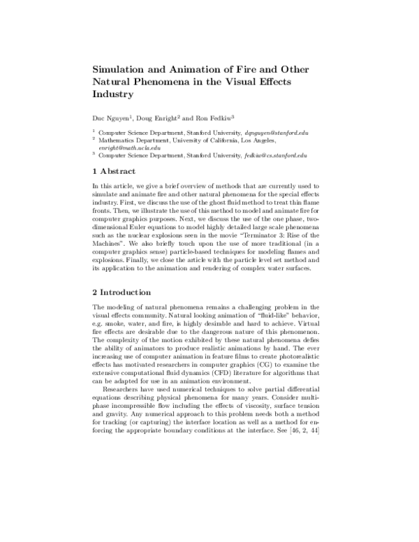 (PDF) Simulation and animation of fire and other natural phenomena in ...