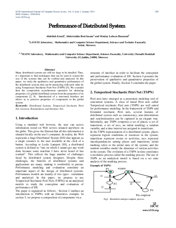 (PDF) Performance of Distributed System