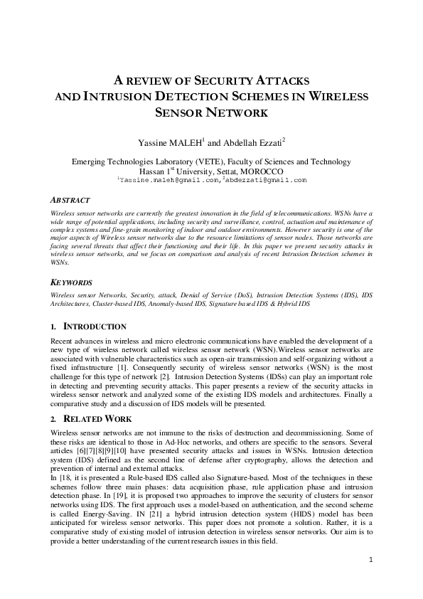 (PDF) A Review of Security Attacks and Intrusion Detection Schemes in ...
