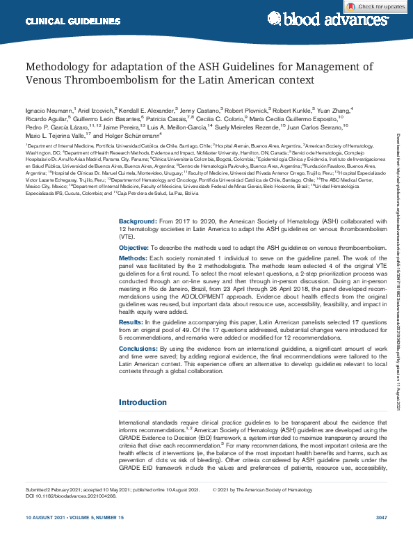(PDF) Methodology for adaptation of the ASH Guidelines for Management ...
