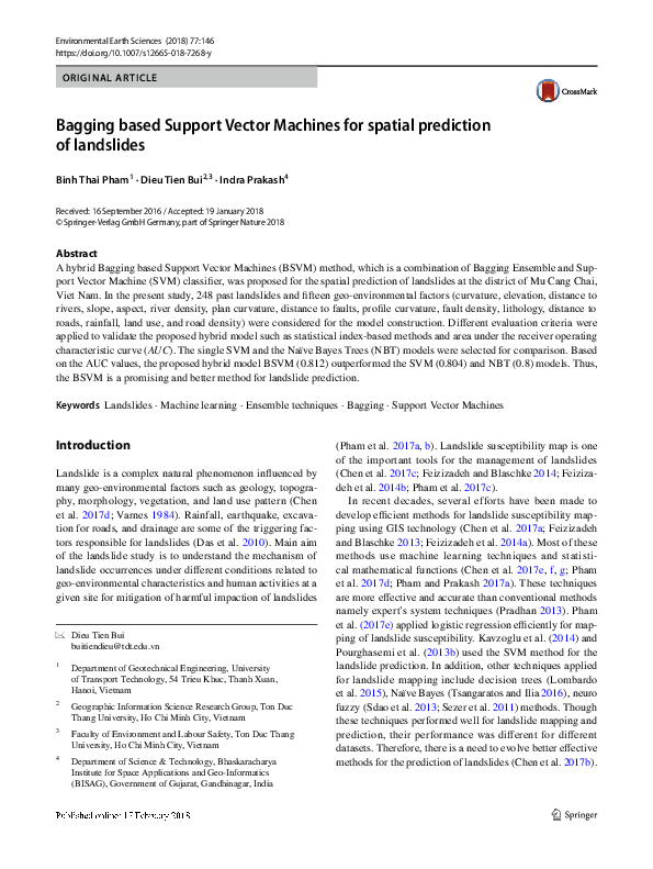 (PDF) Bagging based Support Vector Machines for spatial prediction of ...