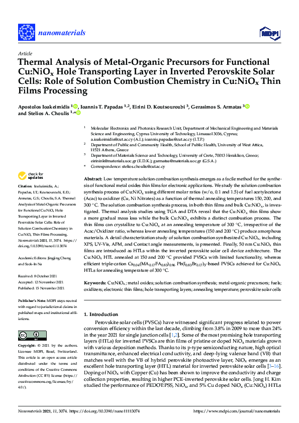 (PDF) Thermal Analysis of Metal-Organic Precursors for Functional Cu ...