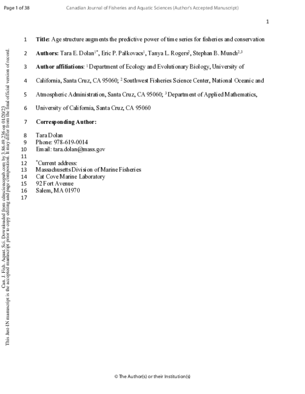 (PDF) Age structure augments the predictive power of time series for ...