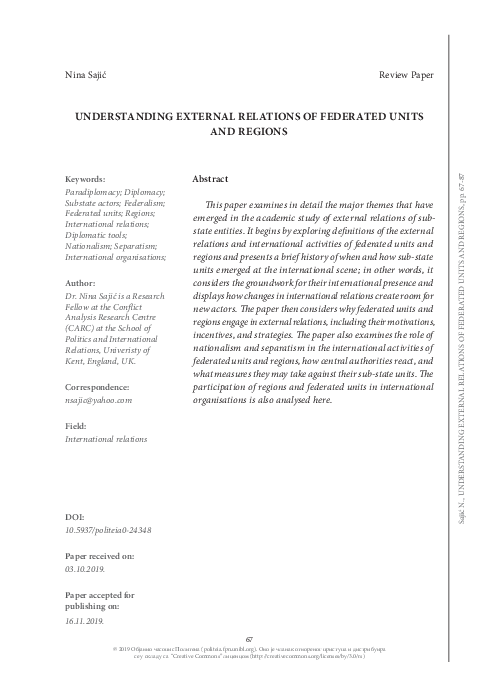 (PDF) Understanding external relations of federated units and regions