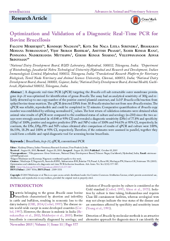 (PDF) Optimization and Validation of a Diagnostic Real-Time PCR for ...