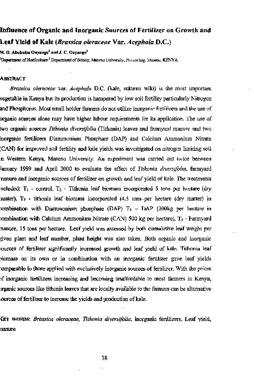 (PDF) Influence of Organic and Inorganic Sources of Fertilizer on ...