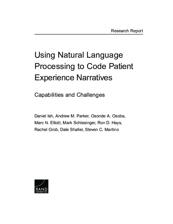 (PDF) Using Natural Language Processing to Code Patient Experience ...