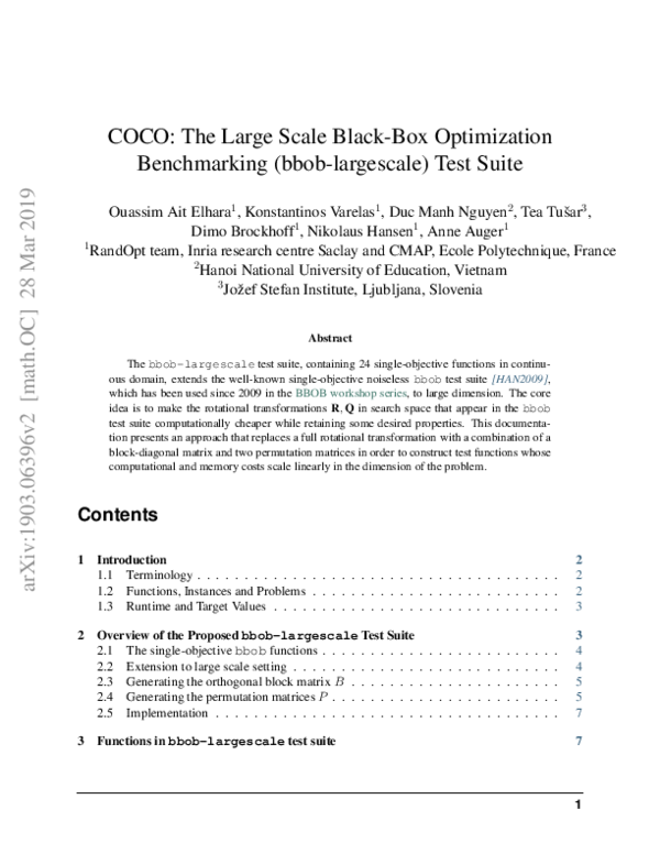 (PDF) COCO: The Large Scale Black-Box Optimization Benchmarking (bbob ...