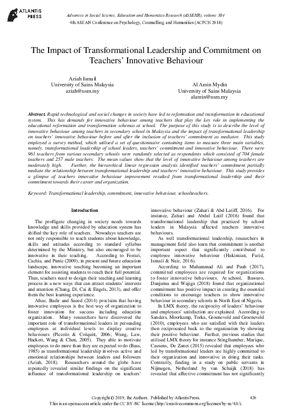 (PDF) The Impact of Transformational Leadership and Commitment on ...