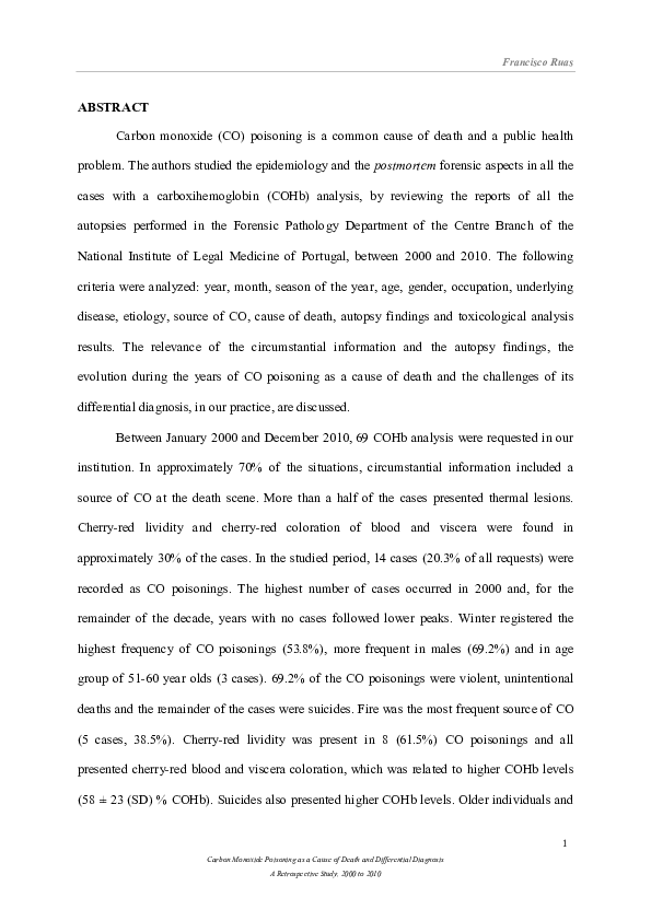 (PDF) Carbon monoxide poisoning as a cause of death and differential ...