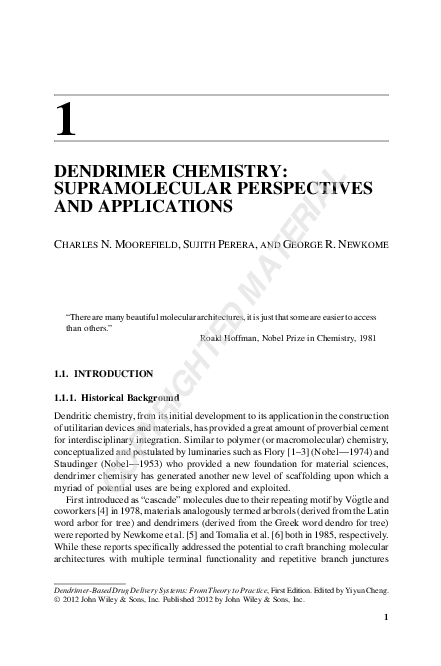 (PDF) Dendrimer Chemistry: Supramolecular Perspectives and Applications