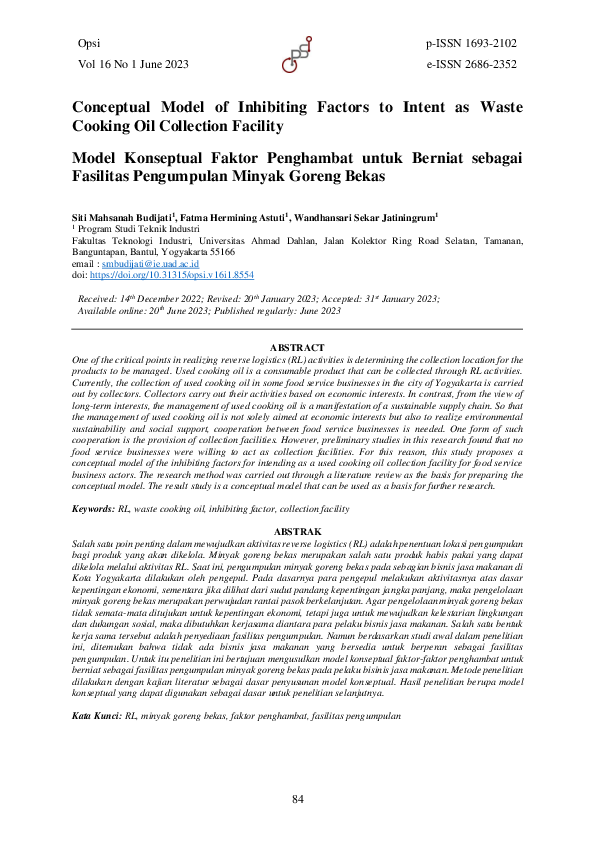 (PDF) Conceptual Model of Inhibiting Factors to Intent as Waste Cooking ...