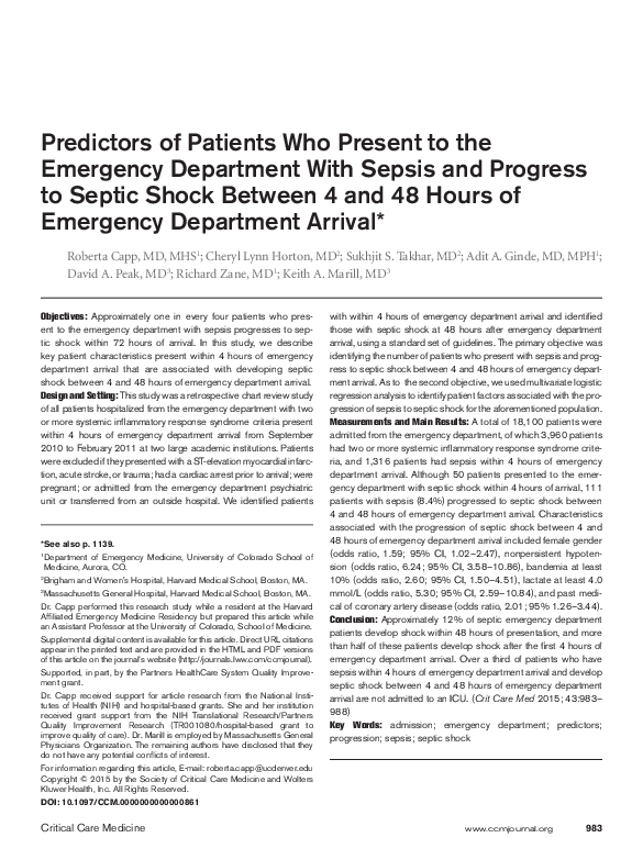 (PDF) Predictors of Patients Who Present to the Emergency Department ...