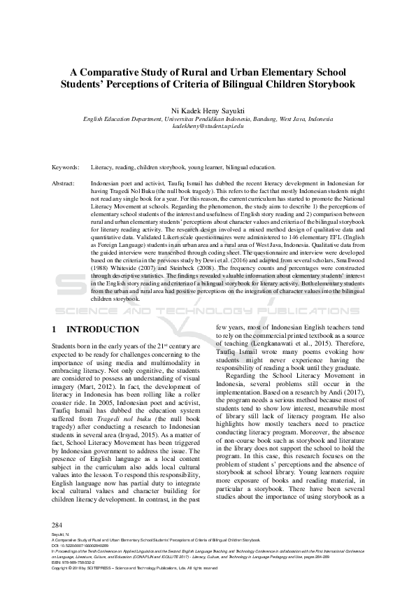 (PDF) A Comparative Study of Rural and Urban Elementary School Students ...