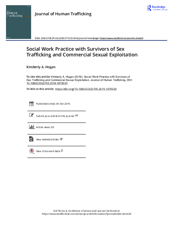 (PDF) Social Work Practice with Survivors of Sex Trafficking and ...