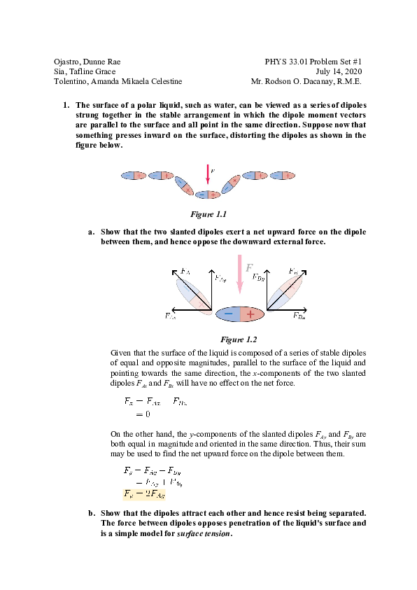 (PDF) Electrostatics problem set 1