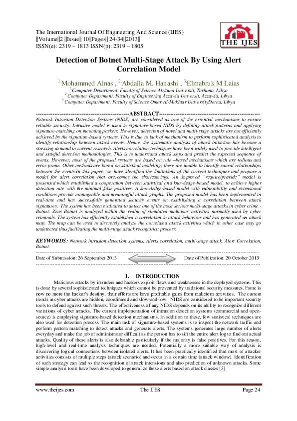 (PDF) Detection of Botnet Multi-Stage Attack By Using Alert Correlation ...