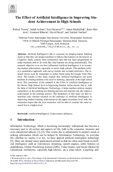 (PDF) The Effect of Artificial Intelligence in Improving Student ...