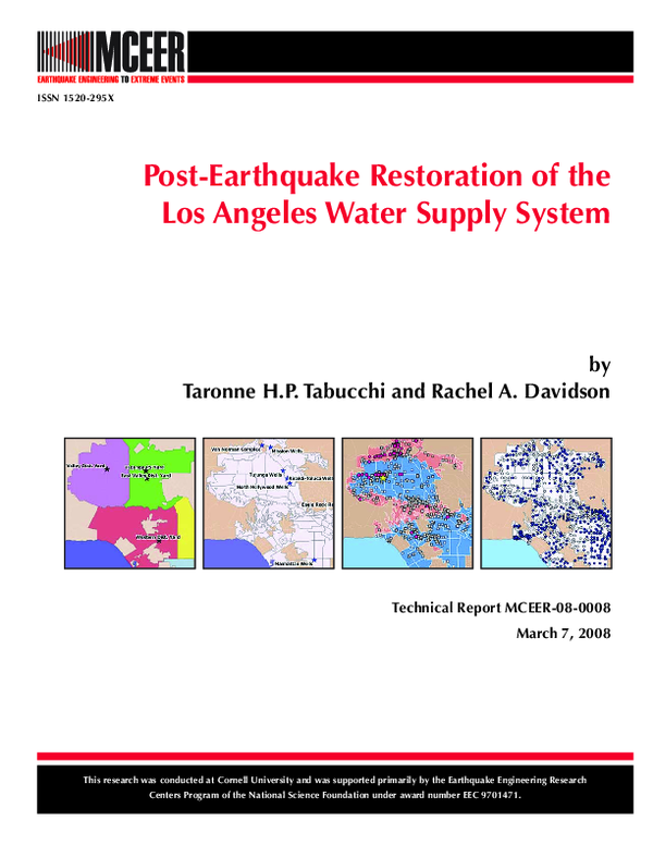(PDF) Post-Earthquake Restoration of the Los Angeles Water Supply System