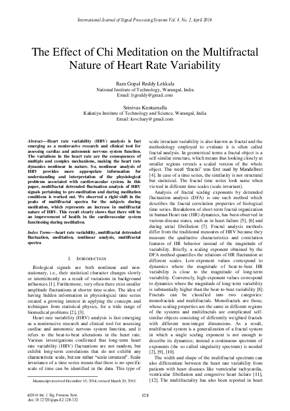 (PDF) The Effect of Chi Meditation on the Multifractal Nature of Heart ...