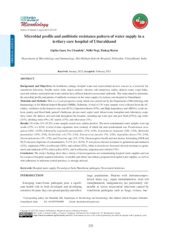 (PDF) Microbial profile and antibiotic resistance pattern of water ...