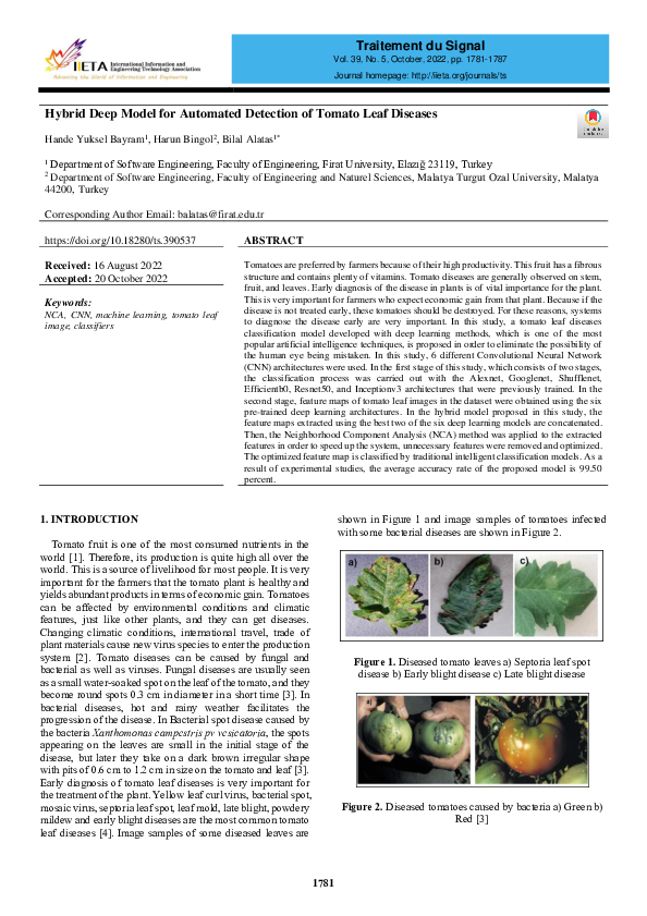 (PDF) Hybrid Deep Model for Automated Detection of Tomato Leaf Diseases