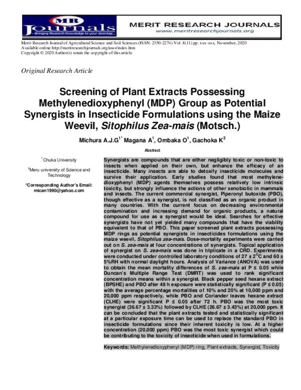 (PDF) Screening of Plant Extracts Possessing Methylenedioxyphenyl (MDP ...