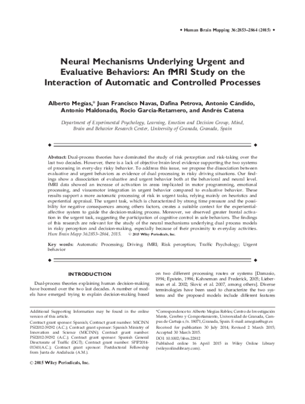 (PDF) Neural mechanisms underlying urgent and evaluative behaviors: An ...